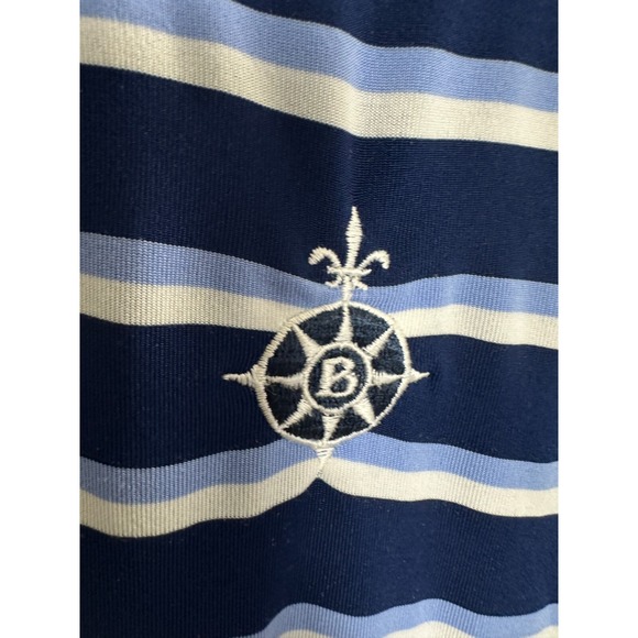 Greyson Polo Shirt Men's L Blue White Striped Golf Geometric Performance Logo - Picture 2 of 14